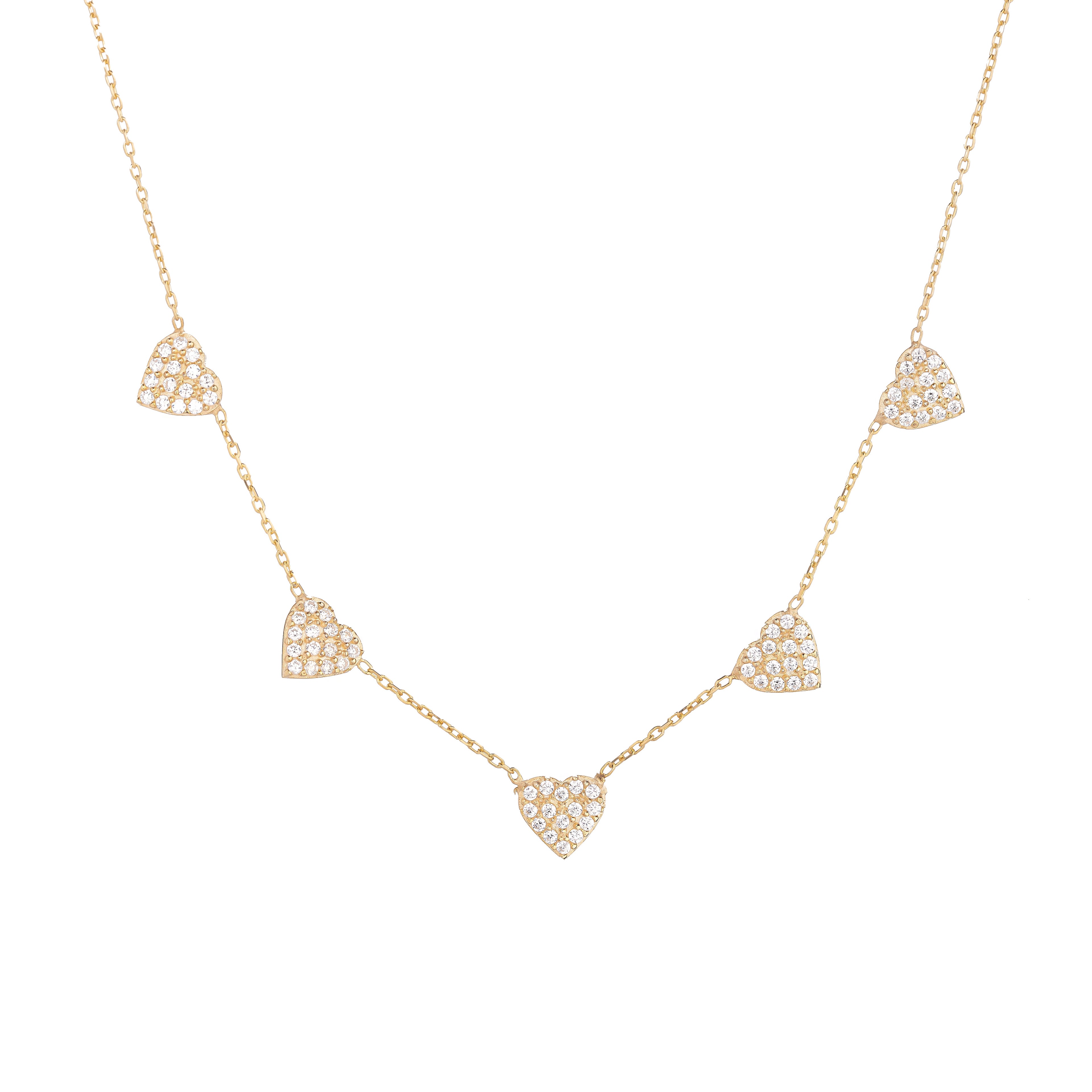 Pave Heart Station Necklace
