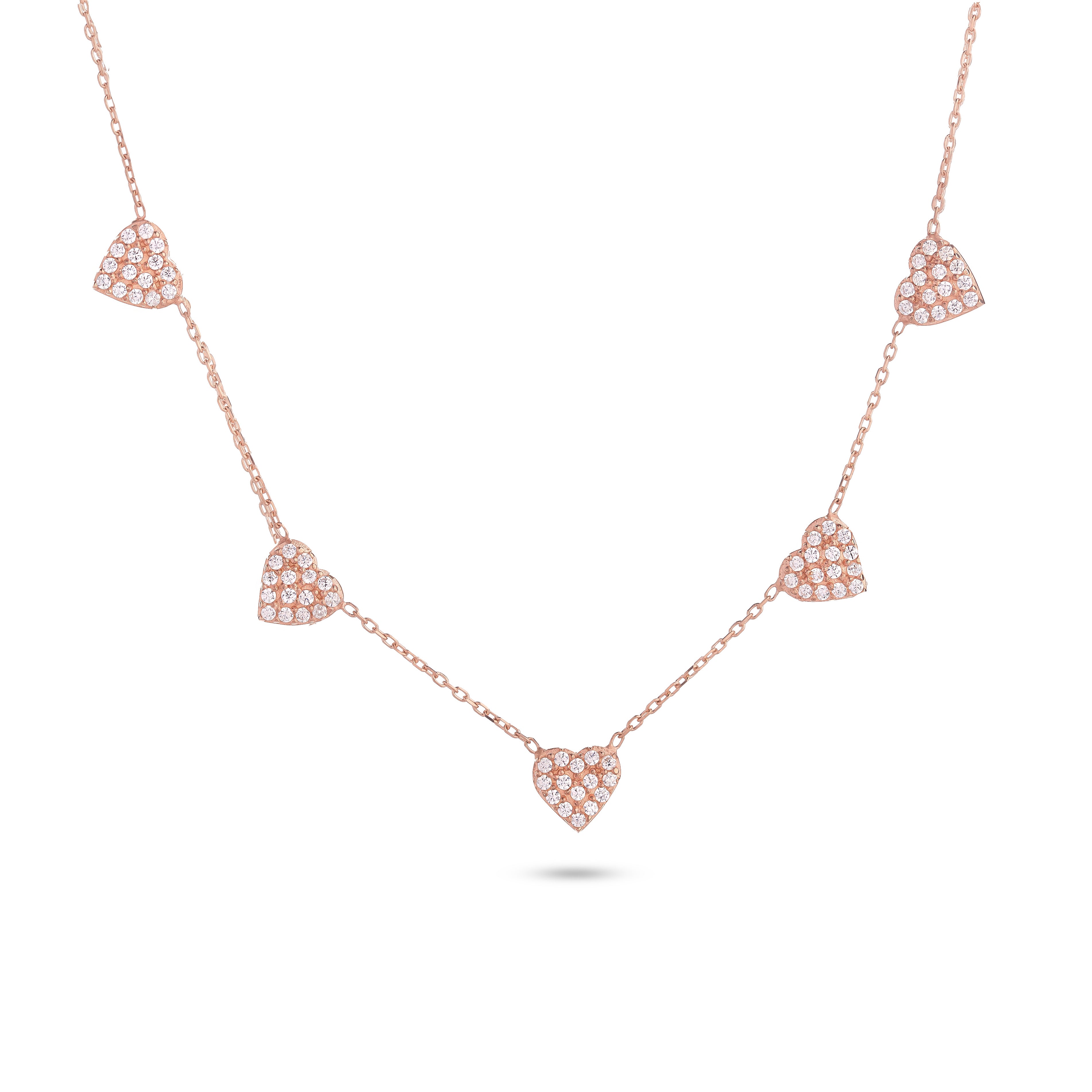 Pave Heart Station Necklace