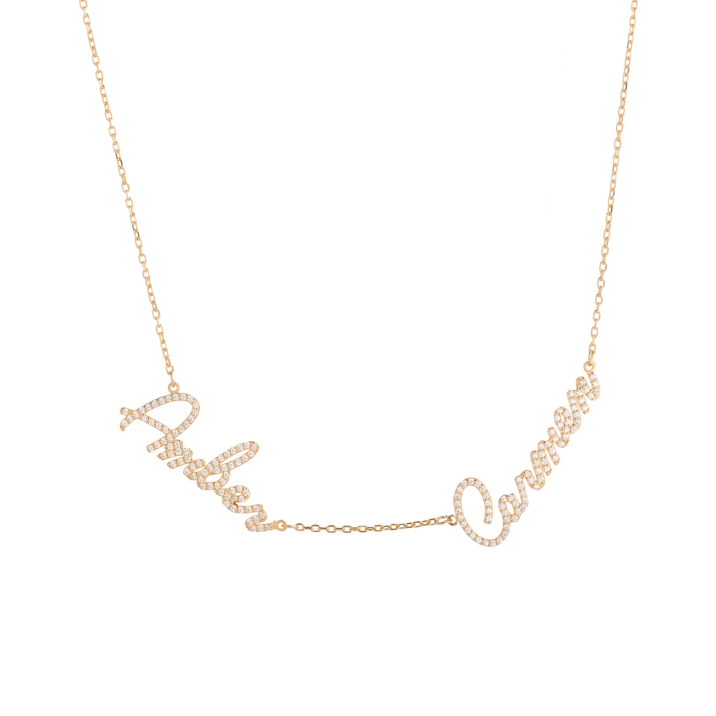 Pave Multi Name Script Necklace