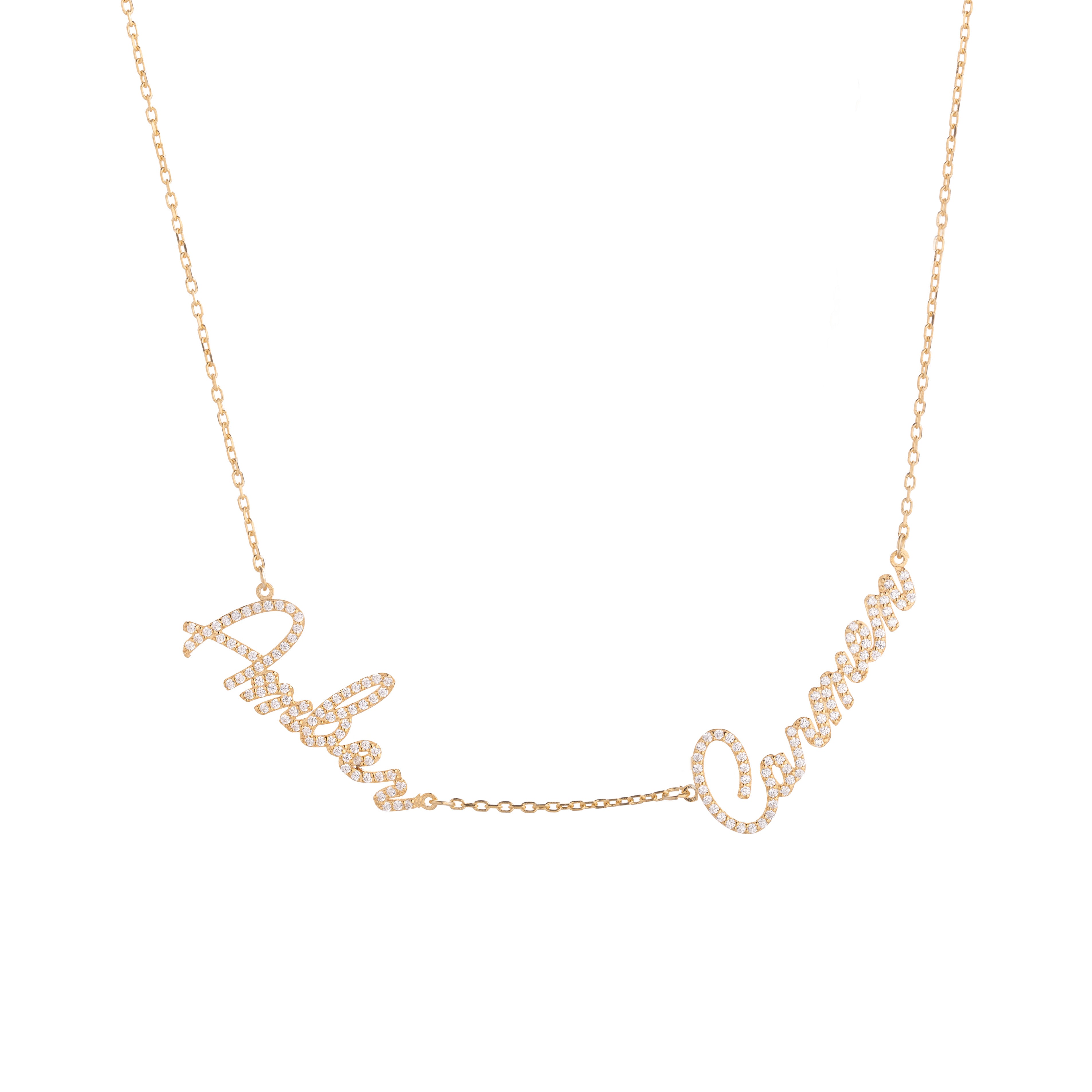 Pave Multi Name Script Necklace
