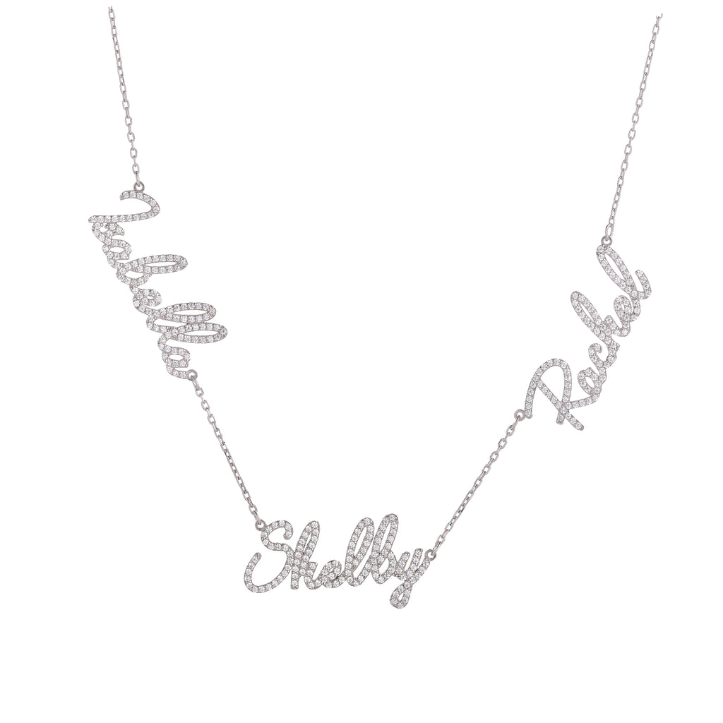 Pave Multi Name Script Necklace
