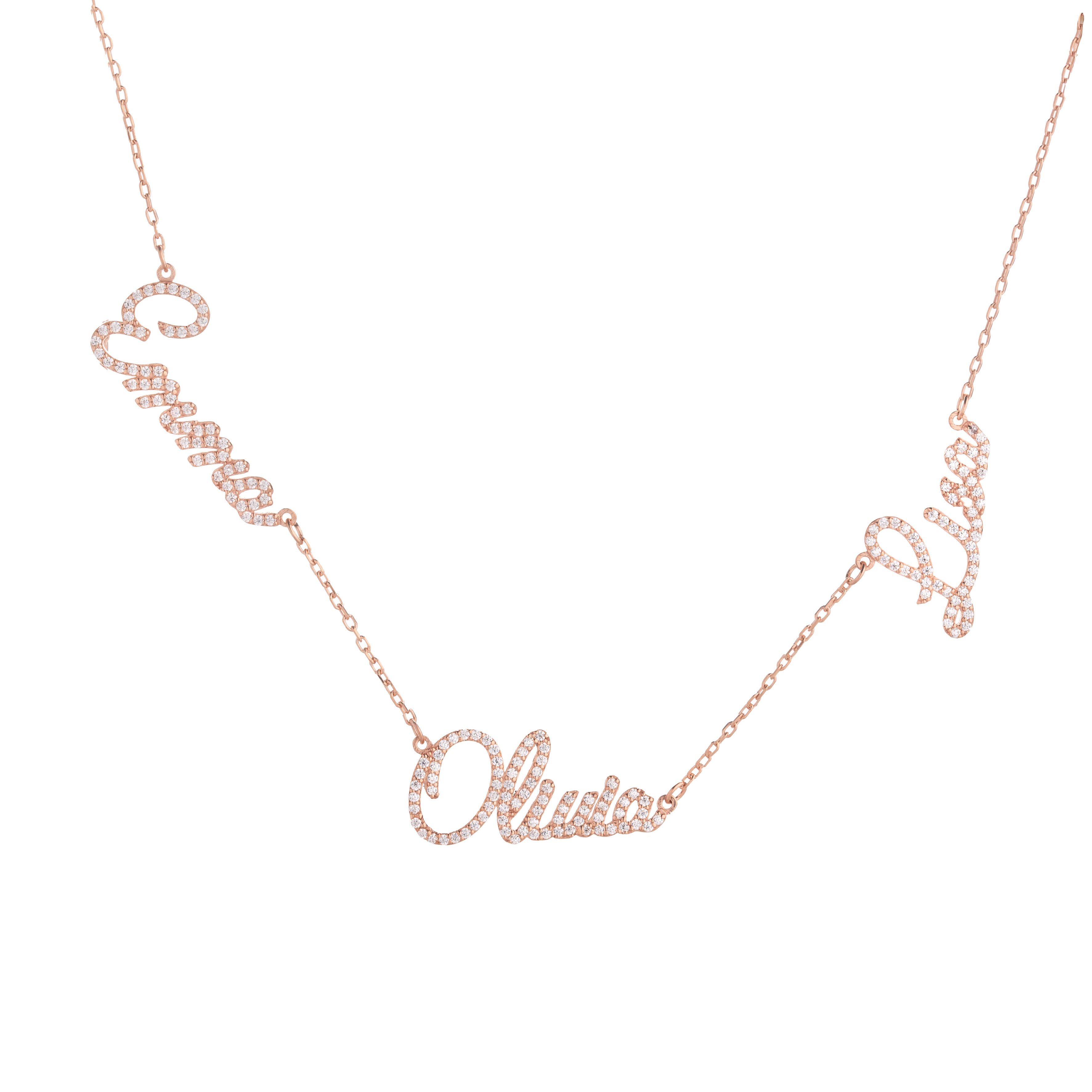 Pave Multi Name Script Necklace
