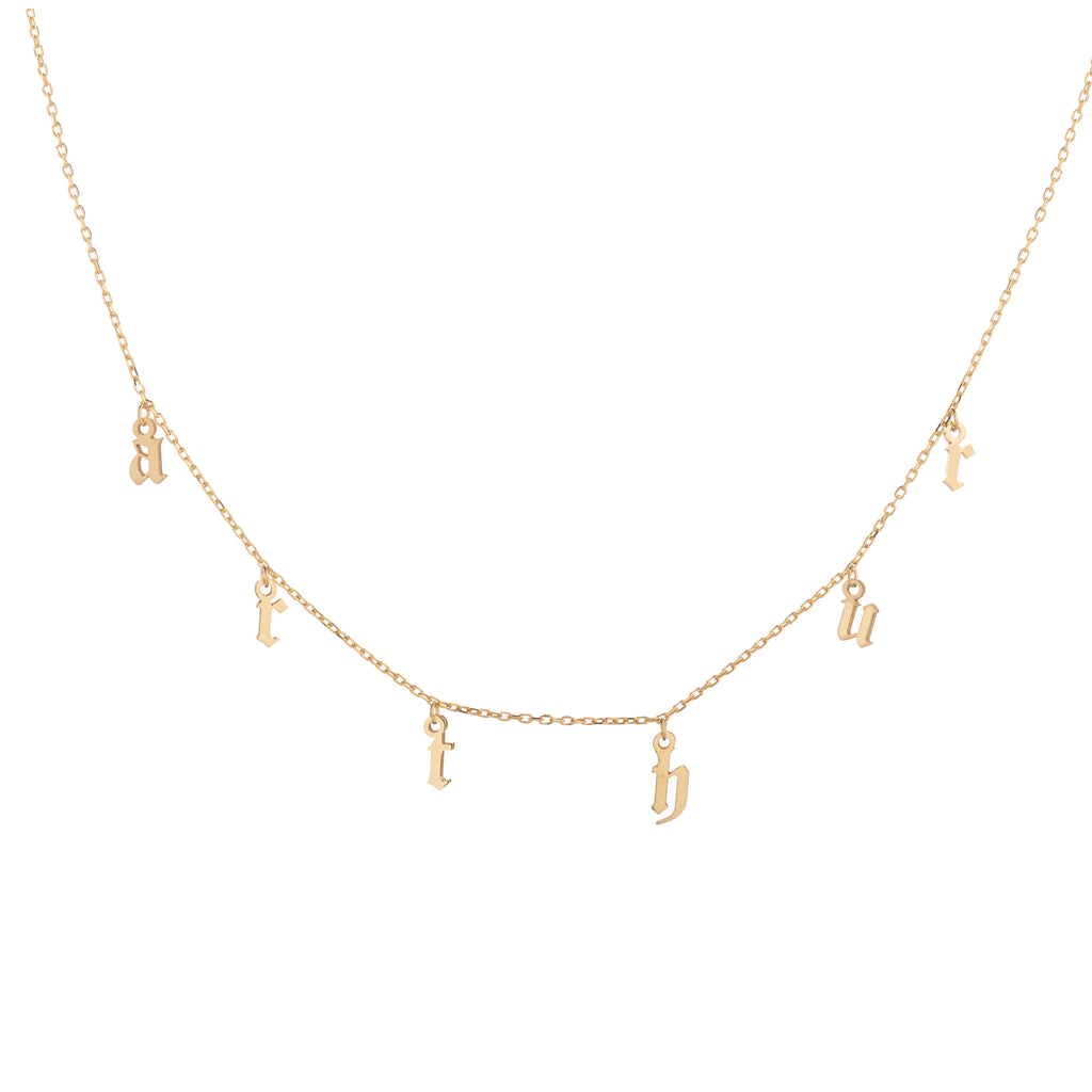 Charm Letter Necklace — 14K solid gold, detail view 1