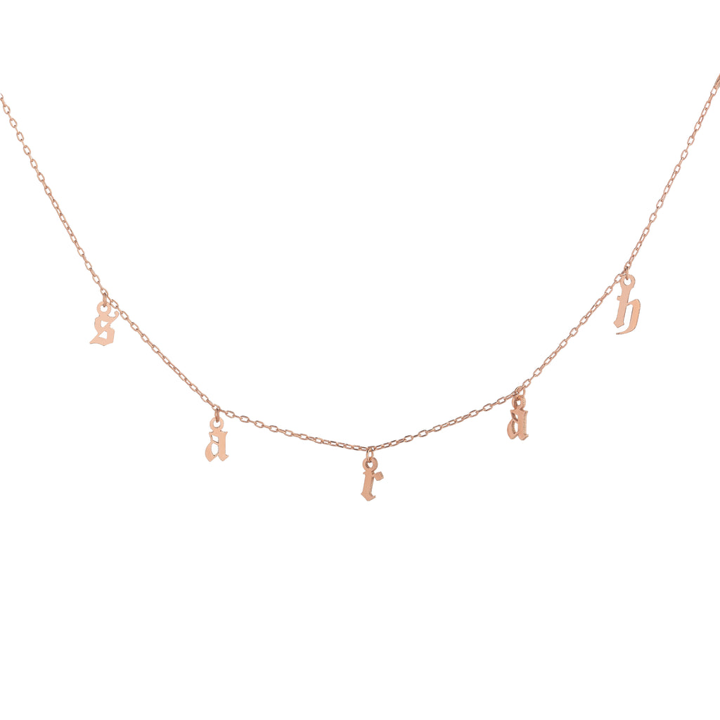 Charm Letter Necklace — 14K solid gold, detail view 2