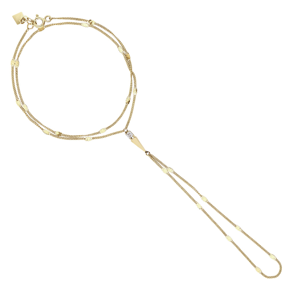 Claire Kite Layered Hand Chain — 14K solid gold, detail view 1