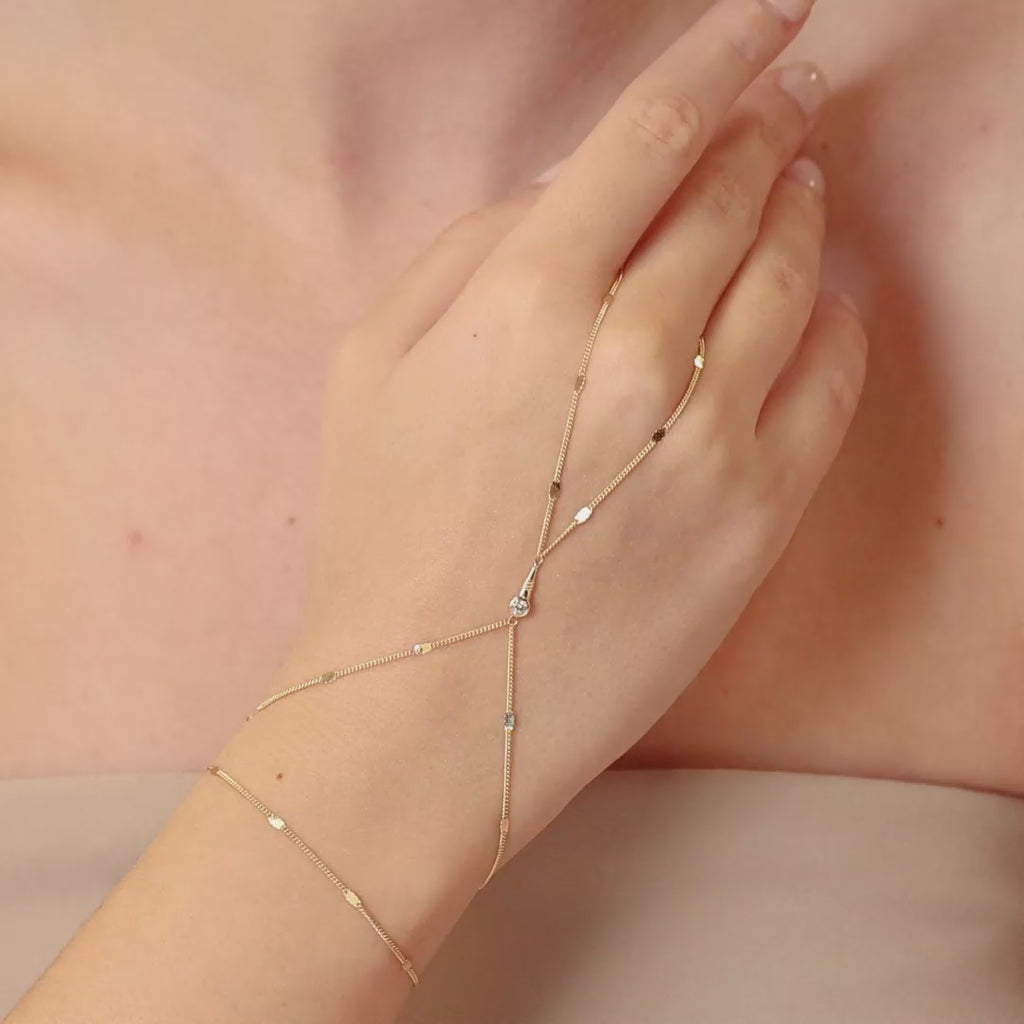 Elia Bezel Layered Hand Chain